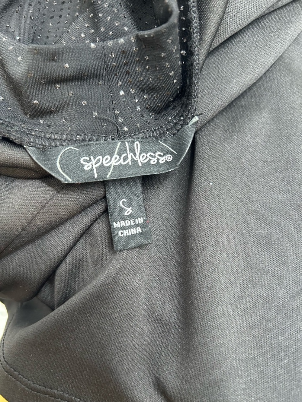 Speechless Black Sleeveless Mock-Neck Mini Dress with Subtle Sparkle - Picture 3 of 4